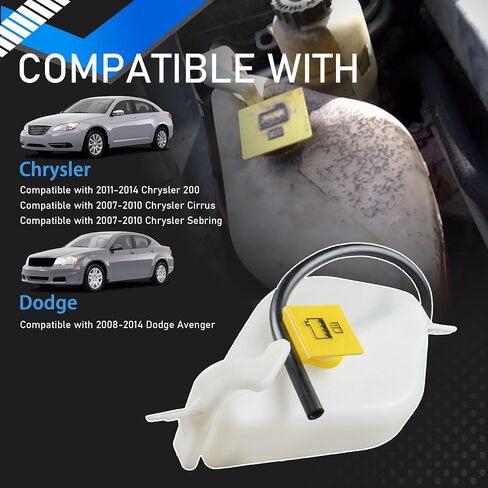 Engine Radiator Coolant Overflow Reservoir Tank with Cap Compatible with 2007-2014 Chrysler 200 Cirrus Sebring 2008-2014 Dodge Avenger Replaces 603-586 5058371AD 5058371AE 5058371AC in Saudi Arabia