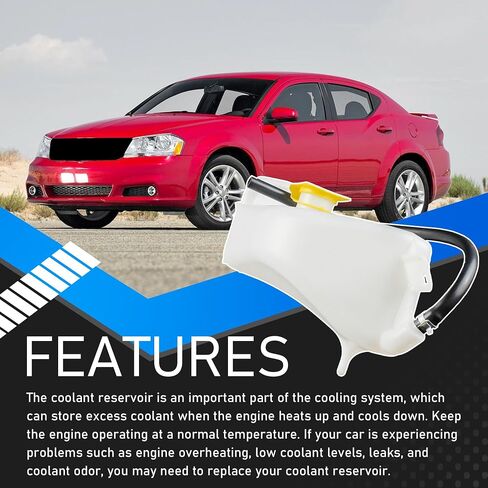 Engine Radiator Coolant Overflow Reservoir Tank with Cap Compatible with 2007-2014 Chrysler 200 Cirrus Sebring 2008-2014 Dodge Avenger Replaces 603-586 5058371AD 5058371AE 5058371AC in Saudi Arabia