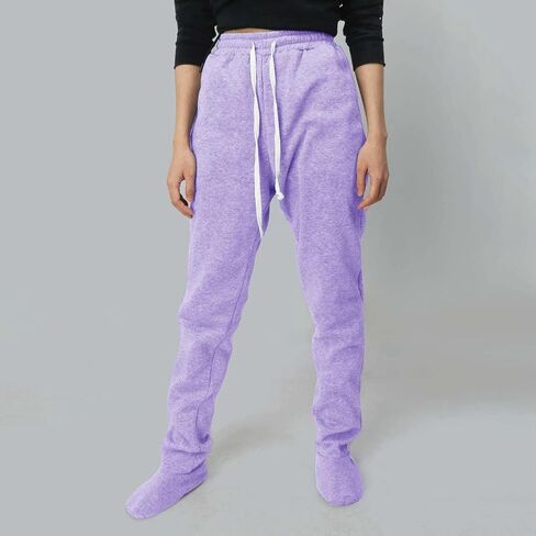 Women Sweatpants with Pockets Adult Footed Sweatpants with Sherpa Fleece Lined Feet Soft and Warm Footing Winter in Saudi Arabia