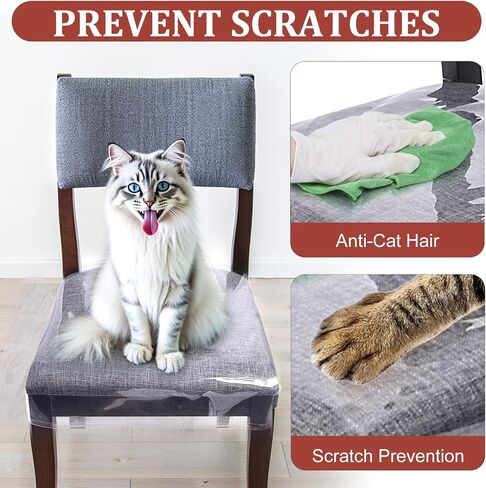 4 Pack Plastic Chair Covers for Dining Room,18 x 17 x 6 Inches Clear PVC Kitchen Chair Seat Protectors, Dustproof Kitchen Chair Covers (17" D x 18" W x 6" H) in Saudi Arabia