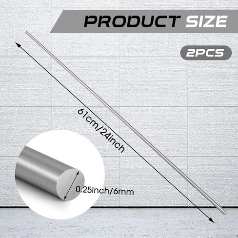 Gisafai 2 Pcs 316 Stainless Steel Rod 0.25'' Diameter 36'' Length Round Bar Metal Rods in Saudi Arabia