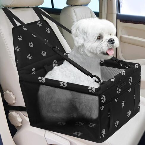 PetsHome مقعد سيارة للكلاب قابل للطي مقعد سيارة معزز مقاوم للماء وجيد التهوية حقيبة سفر أكسفورد للكلاب الصغيرة والمتوسطة والجراء والحيوانات الأليفة بنمط وردي in Kuwait