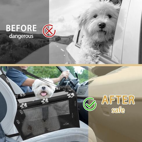 PetsHome مقعد سيارة للكلاب قابل للطي مقعد سيارة معزز مقاوم للماء وجيد التهوية حقيبة سفر أكسفورد للكلاب الصغيرة والمتوسطة والجراء والحيوانات الأليفة بنمط وردي in Kuwait