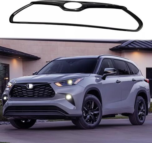 غطاء شبكة أمامية بإطار أسود نقي مناسب لـ 2020 2021 2022 Toyota Highlander in Kuwait