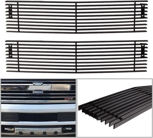 Chrome Grill fits 2015 16 17 18 19 Chevy Silverado 2500HD 3500HD Lower Bumper Grille Insert Solid Aluminum Polished (Polished 1pc) in Saudi Arabia
