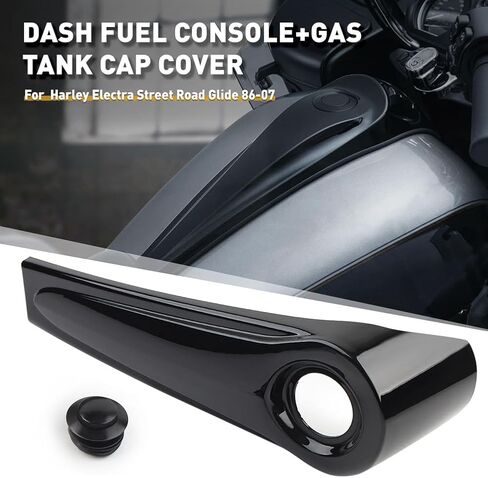 FSFY Motorcycle Smooth Dash Fuel Console Gas Tank Cap Covers Bright Black for Harley Electra Glide Ultra Street Road Glide 1986-2007 in Saudi Arabia