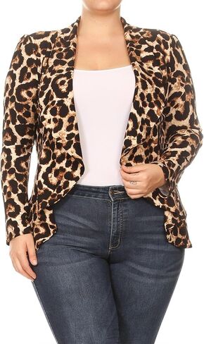 Women's Casual Plus Size Blazer Long Sleeve Open Front Solid and Print in Kuwait