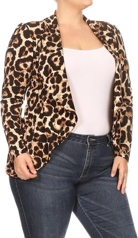 Women's Casual Plus Size Blazer Long Sleeve Open Front Solid and Print in Kuwait