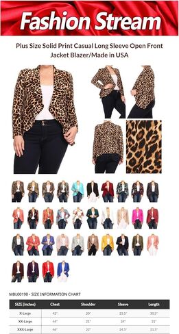 Women's Casual Plus Size Blazer Long Sleeve Open Front Solid and Print in Kuwait