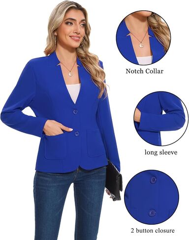 MINTLIMIT Blazers for Women Long Sleeve Notch Collar Blazer Button Front Casual Work Office Suit Jackets with Pockets in Saudi Arabia