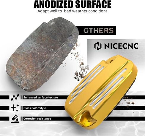 NICECNC غطاء غطاء أسطوانة الفرامل الأمامية البرتقالية الرئيسية مع غطاء مضخة فرامل حشية مطاطية فلورية متوافق مع Harley Revival FLH 2021، بديل لـ 42855-06C(42855-06D)، انظر الإعداد in Saudi Arabia