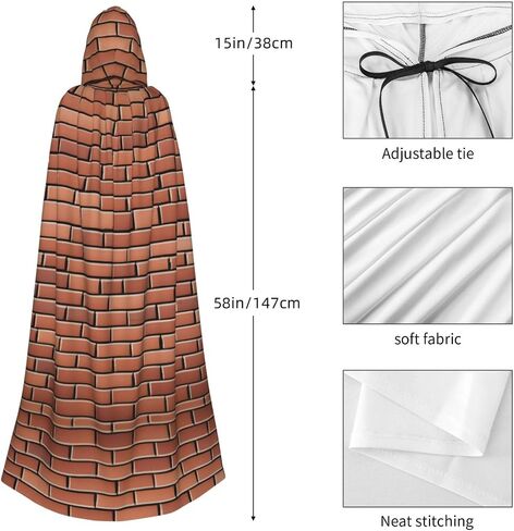 Brick wall pattern Printing Halloween Adult Hooded Cloak for Parties and Costume Events in Saudi Arabia