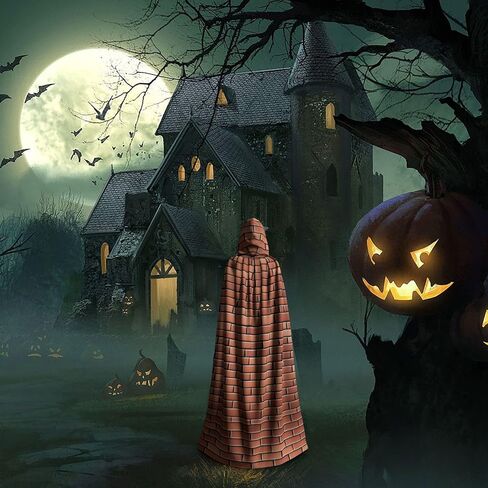 Brick wall pattern Printing Halloween Adult Hooded Cloak for Parties and Costume Events in Saudi Arabia