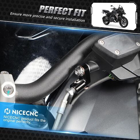 NICECNC Black Hydraulic Clutch Hose Extension Adapter Extender Compatible with BMW R1300GS, R1250GS, R1200GS Adventure, R nineT Pure, K1600B, Aluminum, Anodized, Prolonged Clutch Line, See Fitment in Saudi Arabia