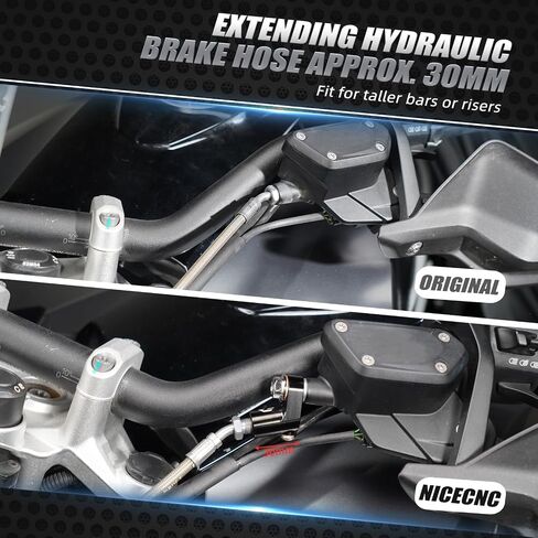 NICECNC Black Hydraulic Clutch Hose Extension Adapter Extender Compatible with BMW R1300GS, R1250GS, R1200GS Adventure, R nineT Pure, K1600B, Aluminum, Anodized, Prolonged Clutch Line, See Fitment in Saudi Arabia