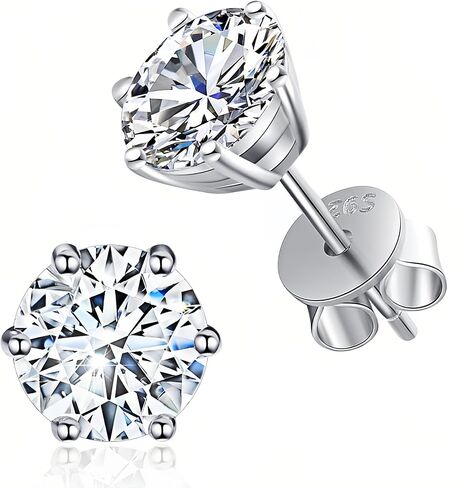 Moissanite Stud Earrings, D Color VVS1 18K White Gold Plated 925 Sterling Silver Earrings, Hypoallergenic Studs Earring for Women Men in Kuwait