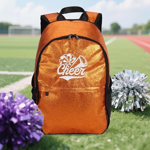 Glitter Cheer Backpack with 6 Bow Keychains - Large Sparkle Cheerleading Bags Cheerleaders Gift for Cheer Team(Green) in Saudi Arabia