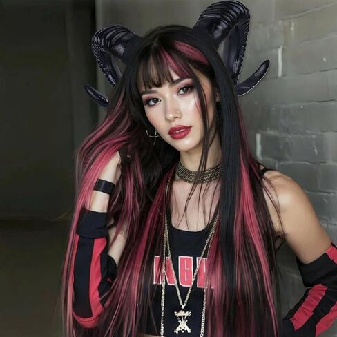 Devil Horns Headband Black Demon Sheep Hair Accessories Horn Realistic Halloween Party Masquerade Decorations Adult Renaissance Photoshoot Supplies in Saudi Arabia