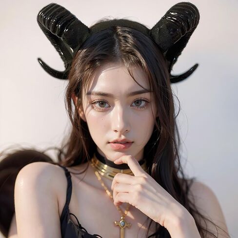 Devil Horns Headband Black Demon Sheep Hair Accessories Horn Realistic Halloween Party Masquerade Decorations Adult Renaissance Photoshoot Supplies in Saudi Arabia