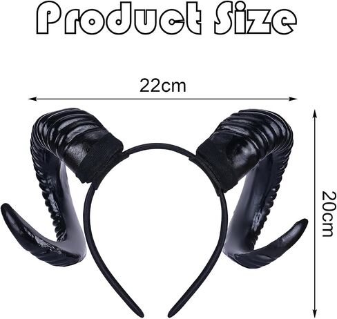 Devil Horns Headband Black Demon Sheep Hair Accessories Horn Realistic Halloween Party Masquerade Decorations Adult Renaissance Photoshoot Supplies in Saudi Arabia