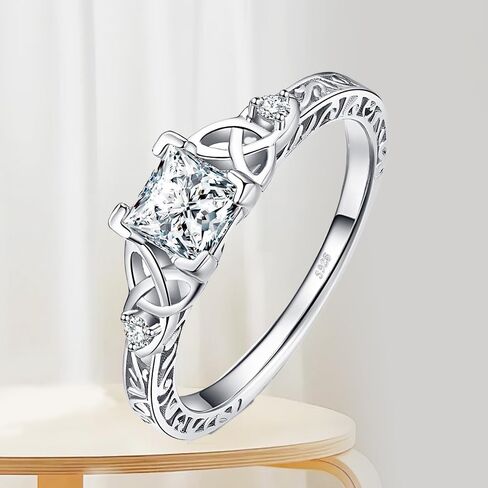 Vintage Celtic Knot Princess Cut 1.2ct Cubic Zirconia Solitaire Engagement Ring for Women in Saudi Arabia