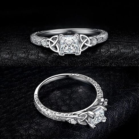 Vintage Celtic Knot Princess Cut 1.2ct Cubic Zirconia Solitaire Engagement Ring for Women in Saudi Arabia