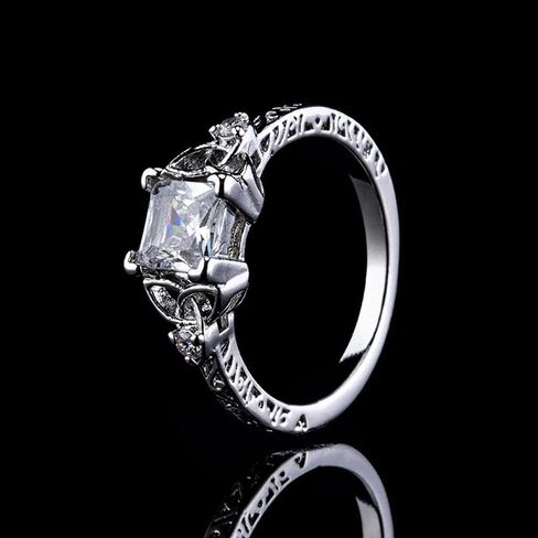 Vintage Celtic Knot Princess Cut 1.2ct Cubic Zirconia Solitaire Engagement Ring for Women in Saudi Arabia