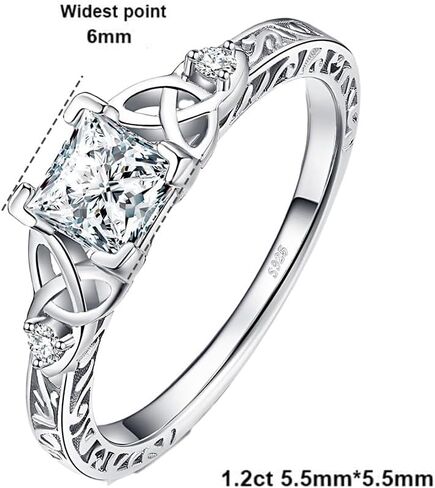 Vintage Celtic Knot Princess Cut 1.2ct Cubic Zirconia Solitaire Engagement Ring for Women in Saudi Arabia