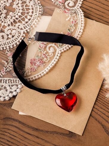 Sacina Black Heart Choker, Heart Necklace, Gothic Goth Vintage Necklace, Valentine Gift, Christmas Jewelry Gift for Women in Saudi Arabia