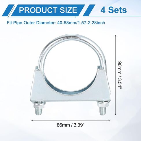 uxcell 4Pcs Muffler U-Bolt Clamps for 32mm(1-1/4") Diameter, U-shaped Exhaust Pipe Clamp, Saddle Type U-bolt Clamps for Pipes Connection in Saudi Arabia