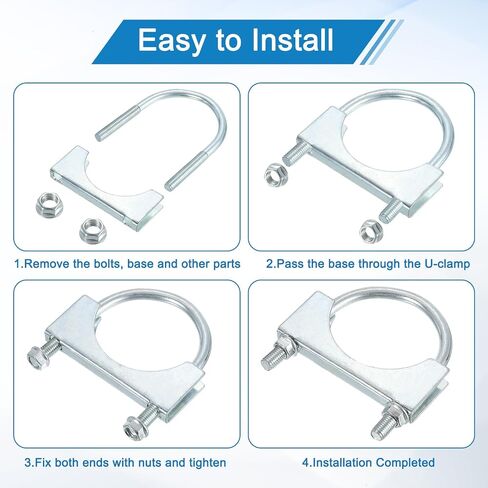 uxcell 4Pcs Muffler U-Bolt Clamps for 32mm(1-1/4") Diameter, U-shaped Exhaust Pipe Clamp, Saddle Type U-bolt Clamps for Pipes Connection in Saudi Arabia