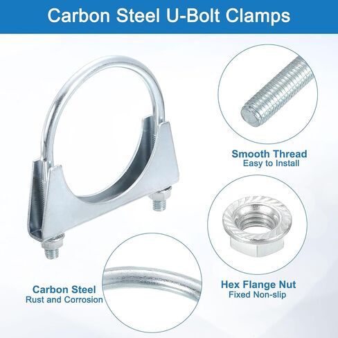 uxcell 4Pcs Muffler U-Bolt Clamps for 32mm(1-1/4") Diameter, U-shaped Exhaust Pipe Clamp, Saddle Type U-bolt Clamps for Pipes Connection in Saudi Arabia