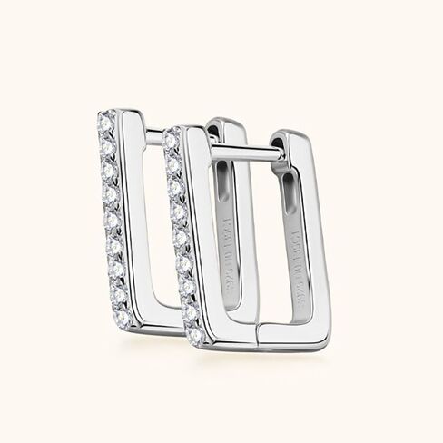 14K Solid Gold over S925 Silver Square Diamond Earrings, 0.135 Carat Round Cut VVS1 Clarity Earrings Studs, Trendy Ear Accessories for Her in Saudi Arabia
