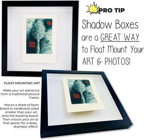 Black 20x24 Wood Shadow Box Display Frame with Navy Acid-Free Backing UV Acrylic & Hanging Hardware - with 3/4" Usable Depth - Great Magazine Display Frame Shadowbox in Saudi Arabia