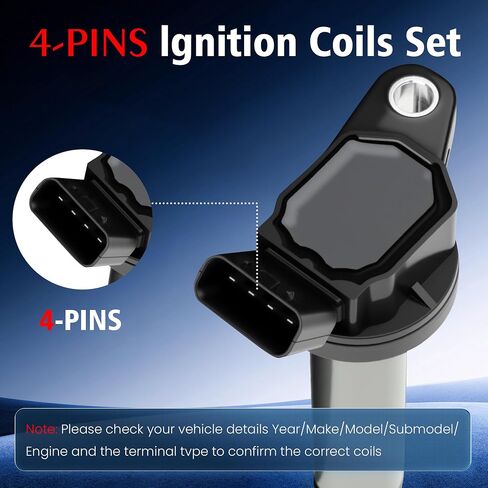 Ignition Coil Compatible with Toyota Corolla Prius Matrix 1.8 L4 for Scion XD 1.8L 2009 2010 2011 2012 2013 2014 2015 2016 2017 Coils Set OE# UF596 C1714 90919-02252 GN10341 IC686 E1096 Set of 4 in Saudi Arabia