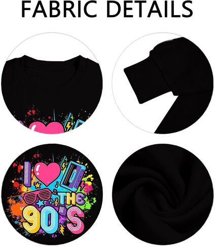 سويت شيرت نسائي كبير الحجم 90s قميص الزي 90s أنا أحب 90S تي شيرت للفتيات حفلة عيد ميلاد بأكمام طويلة in Saudi Arabia