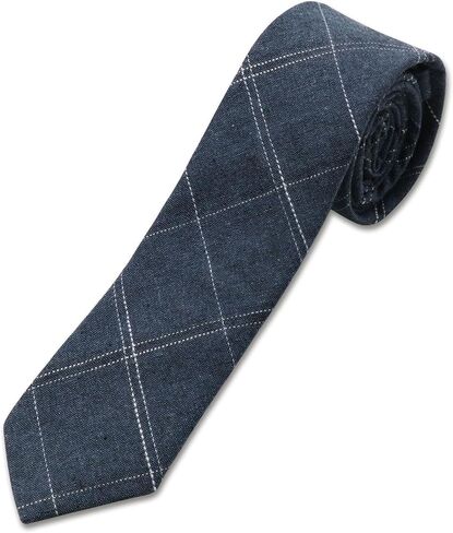 Mens Tie 2.36" (6cm) Cotton Skinny Ties for Men Plaid Striped Neck Tie Slim Neckties for Wedding Daily Work in Saudi Arabia