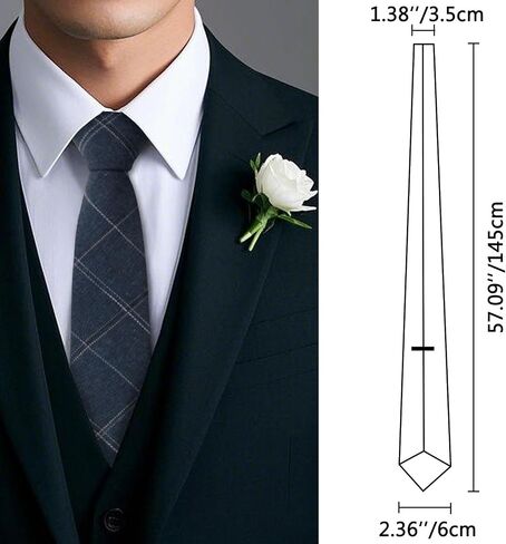 Mens Tie 2.36" (6cm) Cotton Skinny Ties for Men Plaid Striped Neck Tie Slim Neckties for Wedding Daily Work in Saudi Arabia