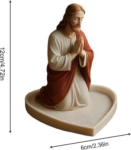 Virgin Mary Jesus Rosary Holder Sacred Catholic Sculpture 4.7 Inch Religious Blessed Statue Our Lady of Grace Statue Tabletop Rosar y Jewelry Box Rosary Catholic Holder Gift for Women Home (A+B) in Saudi Arabia