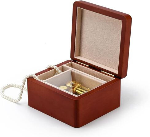 Wooden Musical Box – Solid Wood Music Box with Many Songs to Choose – 18 Note Small Music Box with Compartment for Rings and Earrings in Kuwait