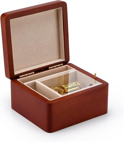 Wooden Musical Box – Solid Wood Music Box with Many Songs to Choose – 18 Note Small Music Box with Compartment for Rings and Earrings in Kuwait
