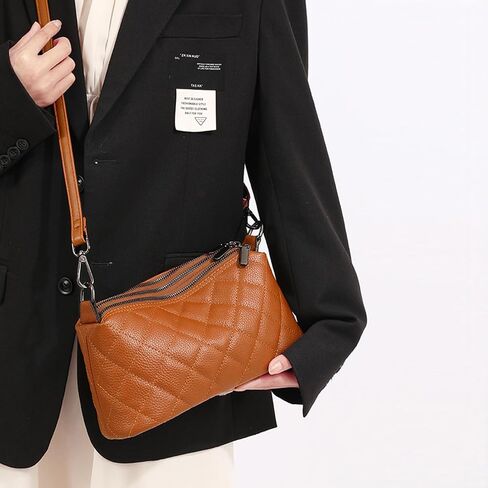 Genuine Leather Crossbody Purses for Women Small Shoulder Handbags Quilted Hobo Bags in Kuwait