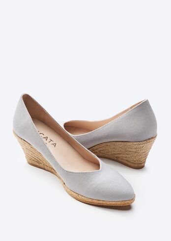 VISCATA Roses Espadrille Canvas Wedges Spain Handmade 2 ½" Heel Woman Wedge Pumps with Organic Cotton Canvas and 100% Natural Jute Midsole for All Occasions: Casual, Work, Party in Saudi Arabia