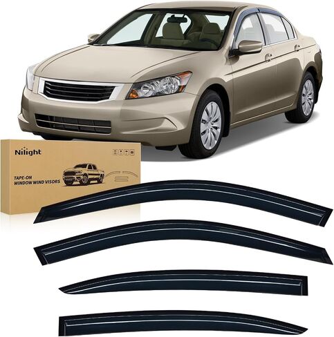 أقنعة نافذة Nilight لسيارة Honda Accord 2008 2009 2010 2011 2012 2013 2014 2015 2016 2017، عاكسات الرياح للنافذة الخارجية - 4 قطع in Kuwait
