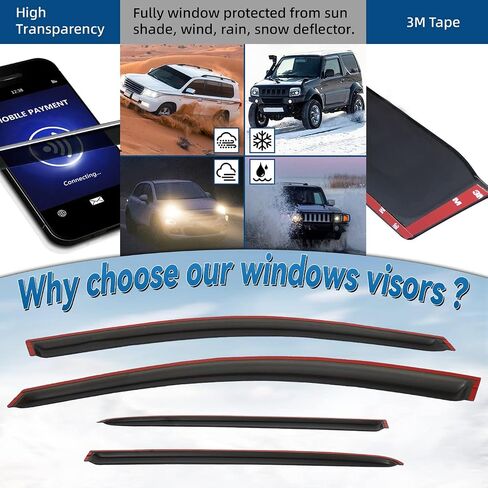 4pcs Front+Rear Smoke Tint Sun/Rain Guard Outside Mount Tape-On Vent Window Visors Compatible with 12-19 BMW F30 3-Series 15-18 M3 4-Door Sedan 318 320 325 328 330 335 340 i d xdrive e in Saudi Arabia