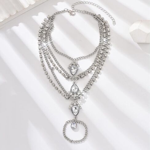 Kokoma Crystal Layered Foot Chain Anklet Barefoot Sandals for Women Cubic Zirconia Bohemian Anklet with Toe Ring Beach Wedding Foot Jewelry in Saudi Arabia