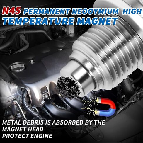M12x1.25 Oil Drain Plug, 5PCS Copper Sealing Washers, Stainless Steel Oil Pan Drain Plug, Leak-Proof Design Magnetic Oil Drain, Suitable for Various Vehicle Models, as Well as Motorcycles and Boats in Saudi Arabia