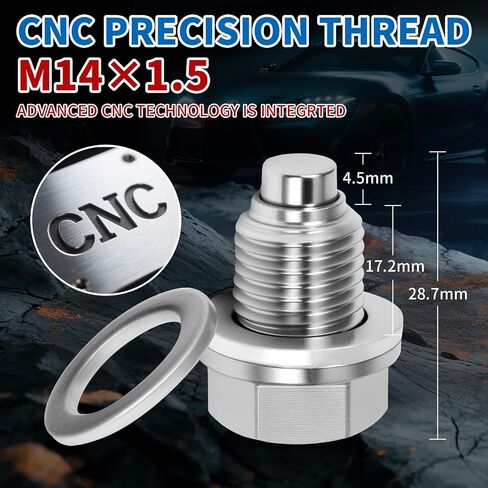 M12x1.25 Oil Drain Plug, 5PCS Copper Sealing Washers, Stainless Steel Oil Pan Drain Plug, Leak-Proof Design Magnetic Oil Drain, Suitable for Various Vehicle Models, as Well as Motorcycles and Boats in Saudi Arabia