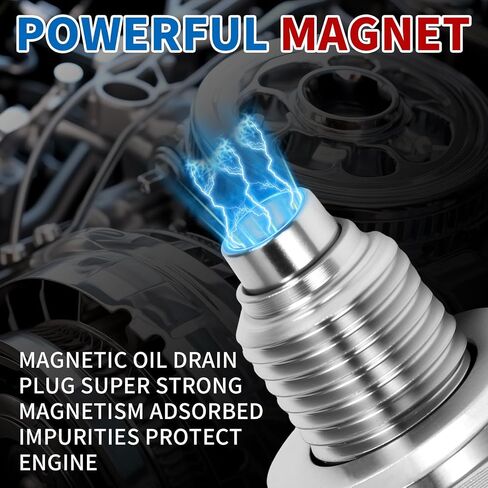 M12x1.25 Oil Drain Plug, 5PCS Copper Sealing Washers, Stainless Steel Oil Pan Drain Plug, Leak-Proof Design Magnetic Oil Drain, Suitable for Various Vehicle Models, as Well as Motorcycles and Boats in Saudi Arabia
