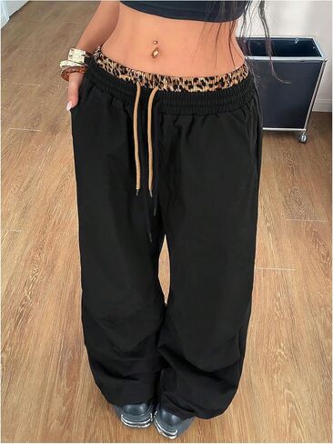 GORGLITTER Women's Cheetah Print Double Waisted Baggy Sweatpants Leopard Baggy Causal Gym Workout Pants in Saudi Arabia